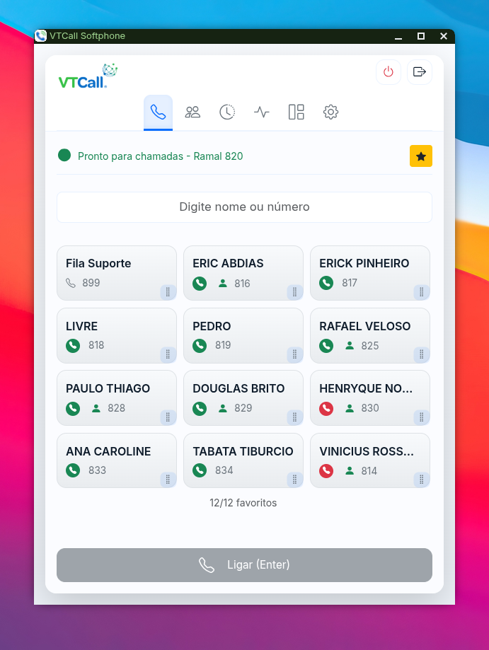 Discador com favoritos