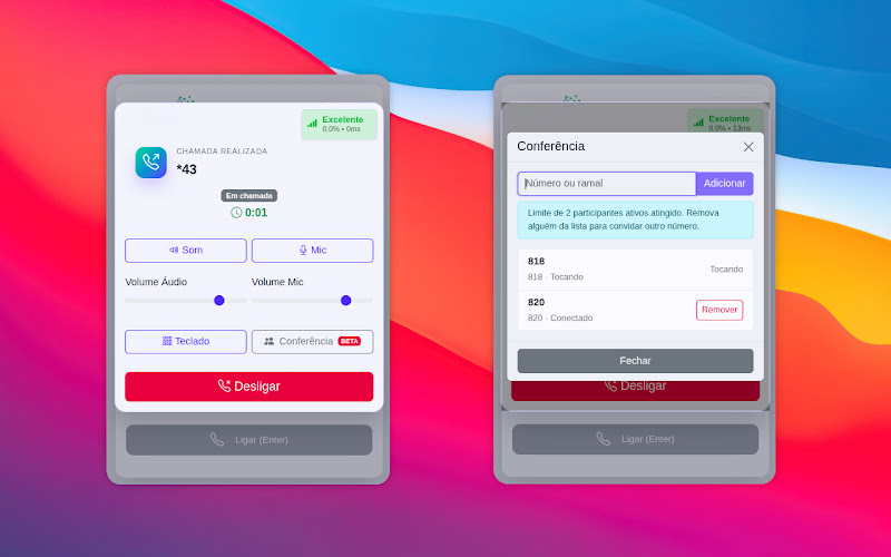 Fluxo arquitetural VTCall Softphone